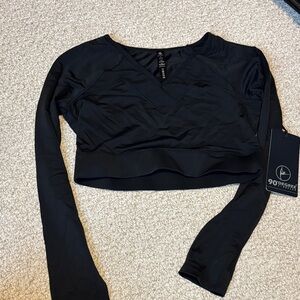 90 Degree By Reflex Black V-Neck Crop Top